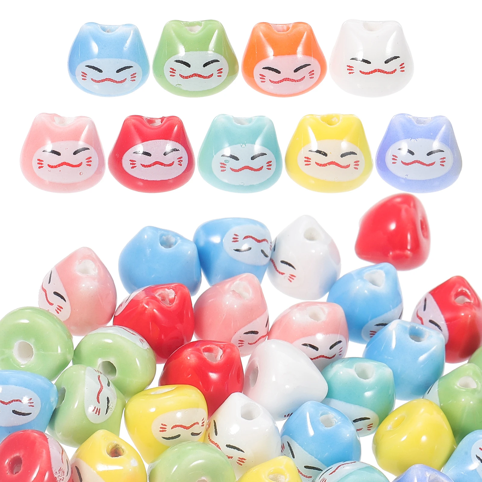 

50pcs Lucky Cat Charms Ceramic Beads for DIY Jewelry Making Necklace Bracelet Earring Accessories Fortune Cat Decorations
