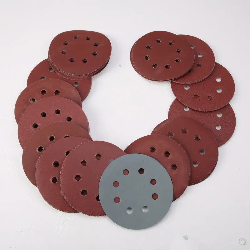 50/100pcs Sandpaper 125mm Round Shape Sanding Discs Hook Loop Sanding Paper Buffing Sheet Sandpaper 8 Hole Sander Polishing Pad