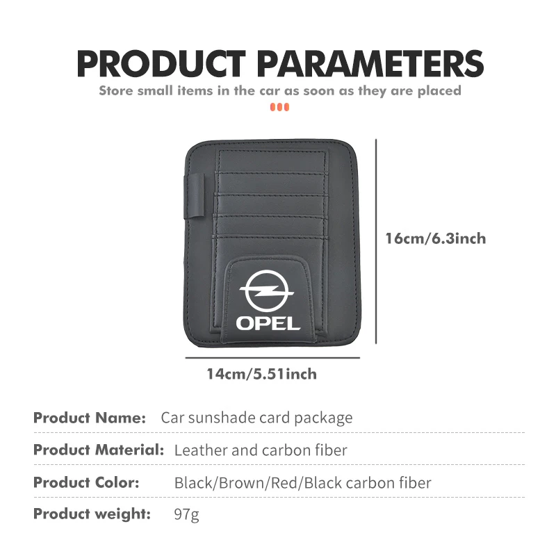 Car Logo Sunshade Muti-pocket Card Package Storage Holder Pen Clip Accessories For Opel Meriva Mokka Grandland Vectra Zafira - view 5