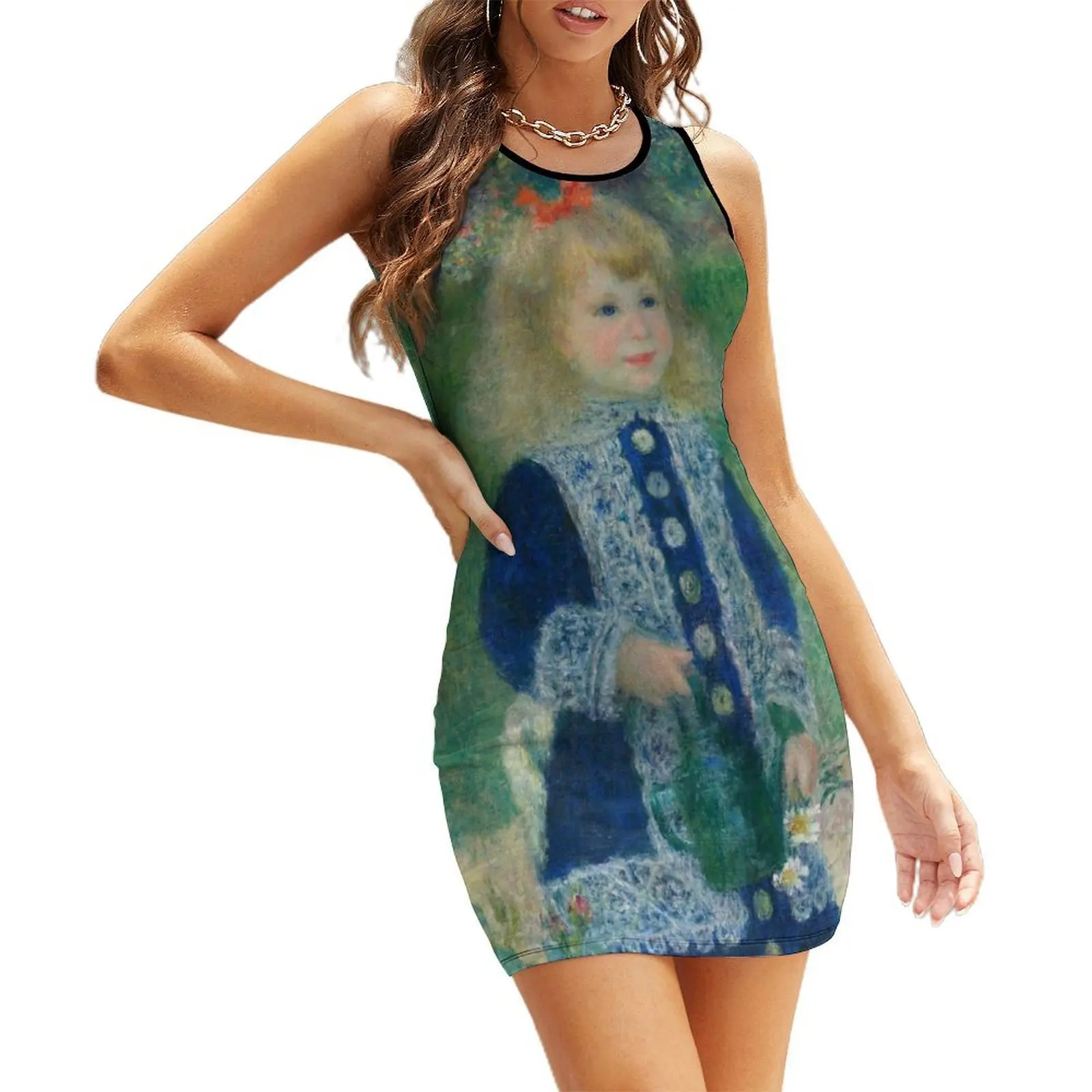 

Auguste Renoir, A Girl with a Watering Can, 1876 Painting Sleeveless Sundress summer dresses ladies 2025
