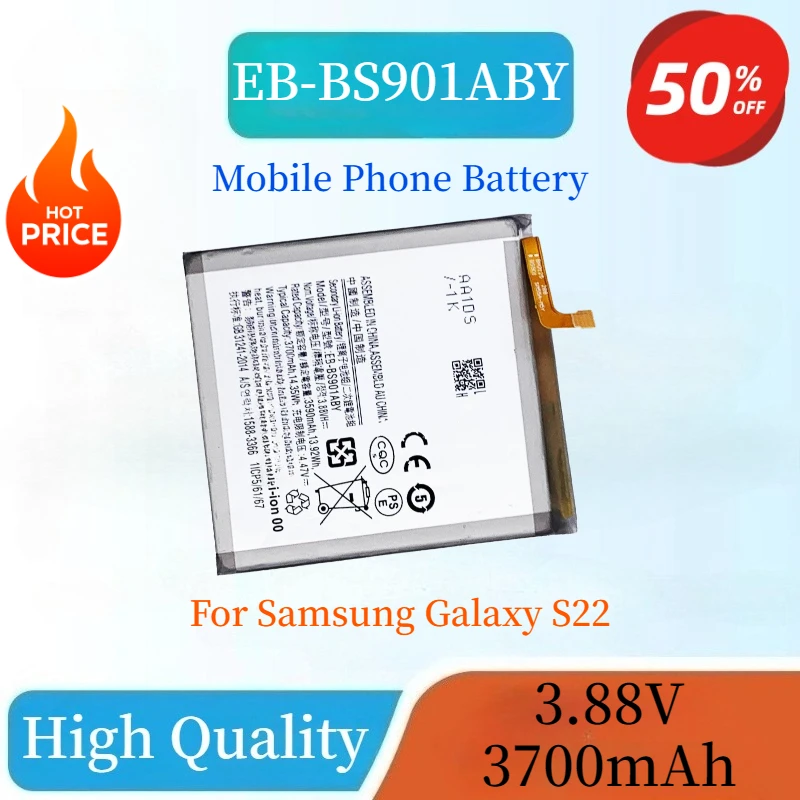 

100% New Mobile Phone Battery EB-BS901ABY 3.88V 3700mAh For Samsung Galaxy S22 Replacement Battery High Quality