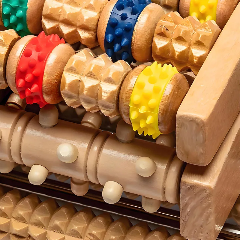 

6-рядный красочный деревянный массажер для ног, рефлексотерапия, снятие стресса, фитнес, здравоохранение, облегчение боли, массаж ног, инструмент для облегчения боли