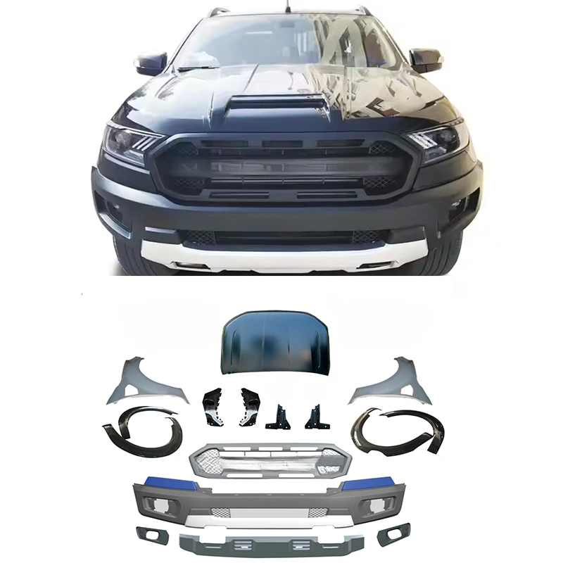 

Pick up 4X4 Car Accessories Front Bumper Wide Style Body Kits Ranger 2015+ T7 PX2 Upgr to Raptor Bodykit Facelift