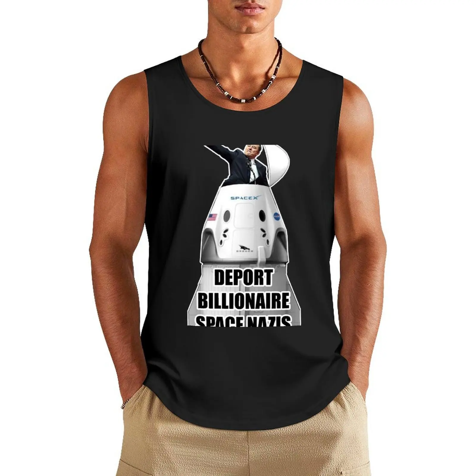 

Deport Elon Musk Tank Top Men's gym t-shirt sleeveless gym shirt man fitness summer clothes Gym clothes