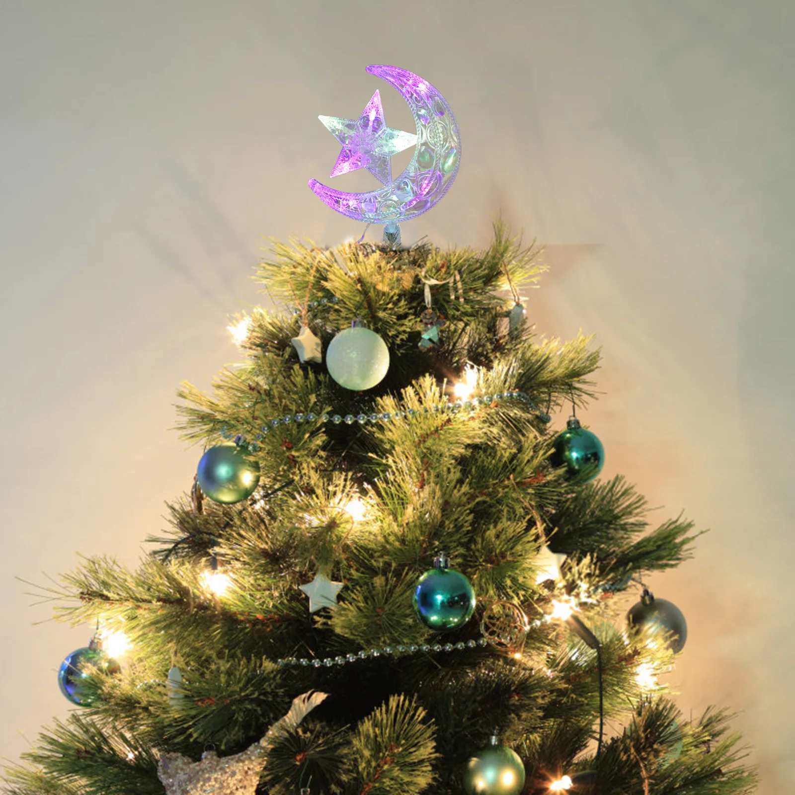 

1pc Christmas Tree Topper Led Lighted Star Ornament For Xmas Decor Plastic Treetop Decoration Holiday Party Supplies
