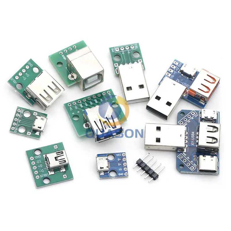 1PCS USB Male Connector / MINI MICRO USB to DIP Adapter female connector 2.54 Connector B Type-C USB2.0 3.0 Female PCB Converter