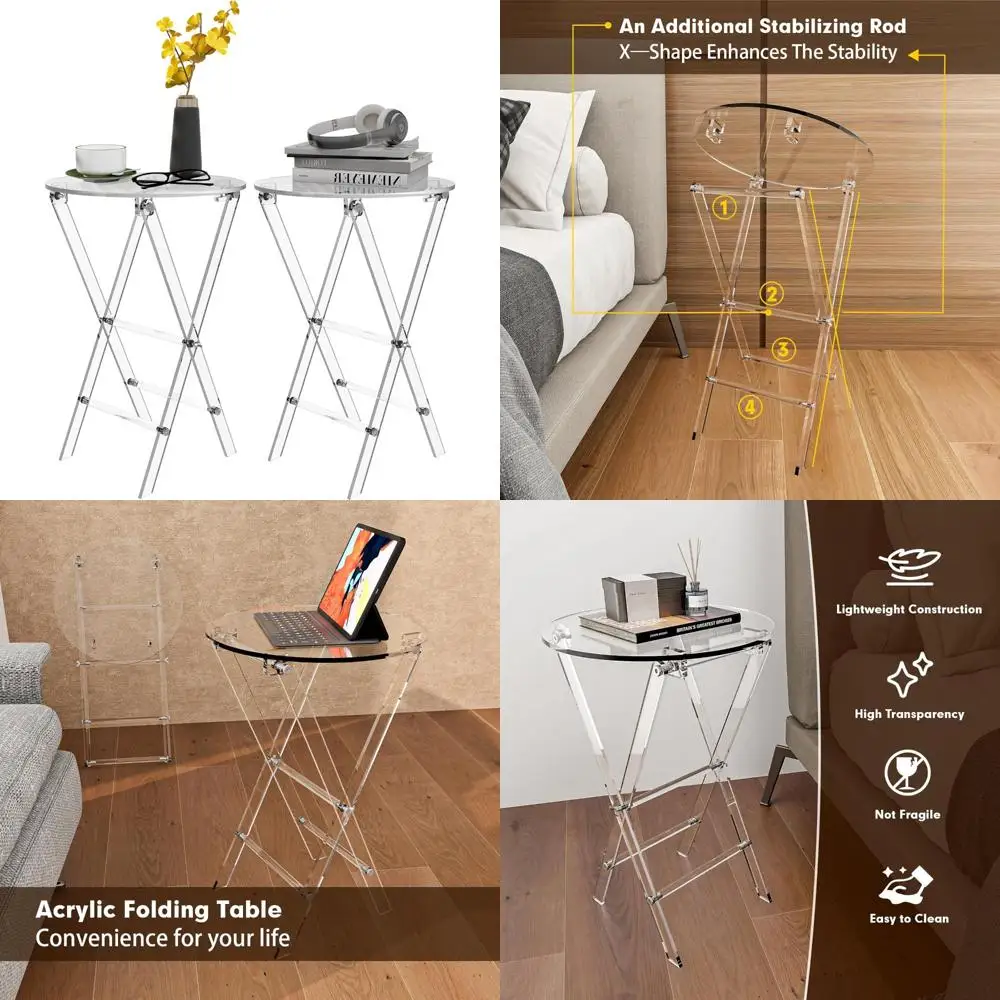 

Compact Acrylic TV Tray Table - 23 Folding Desk for Living and Bedroom, Ideal for Small Spaces and TV Dining