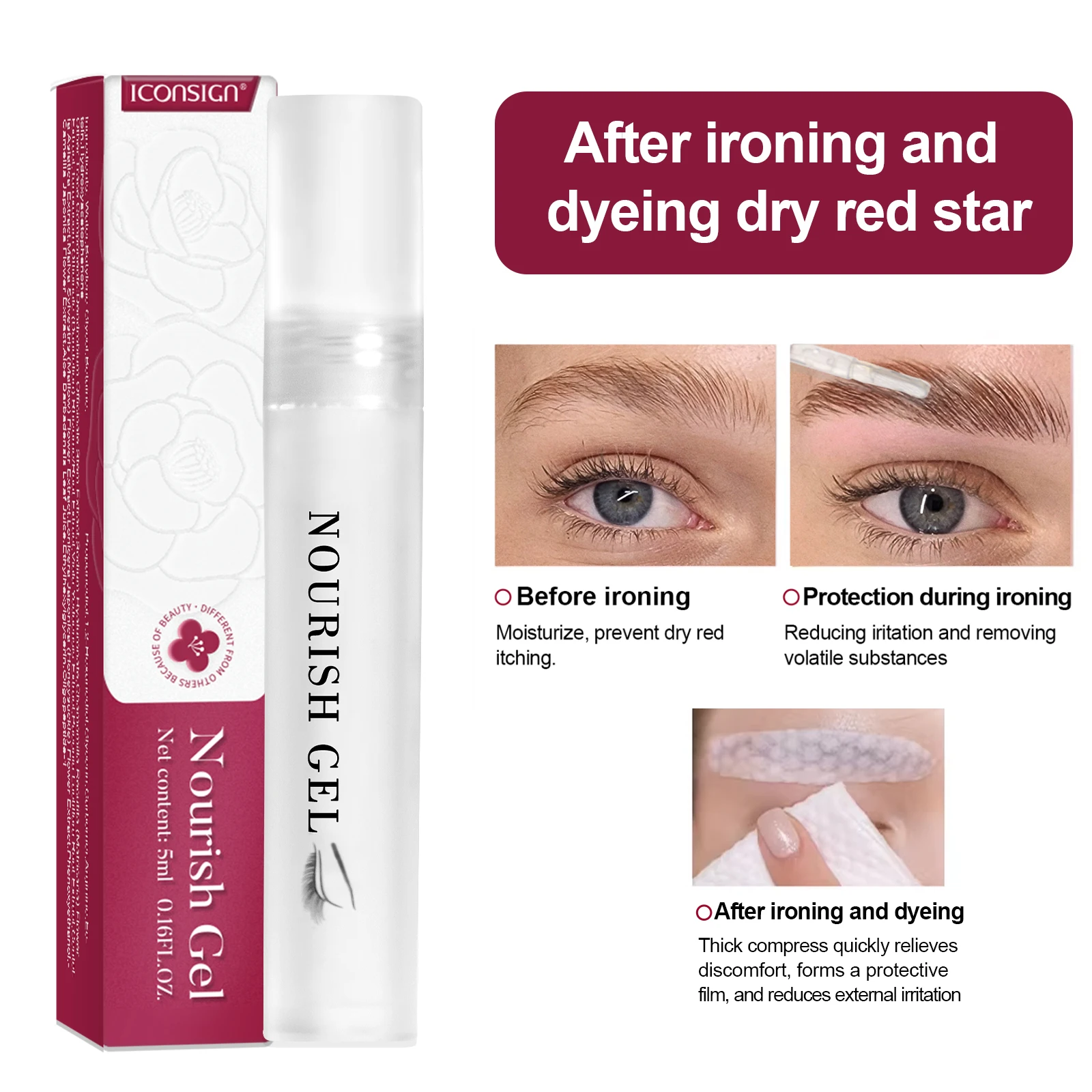 ICONSIGN, Nourish Gel Wimpern-Lifting-Set, nährend und formend, schützt empfindliche Haut, transparentes Kühlgel, Make-up-Tools
