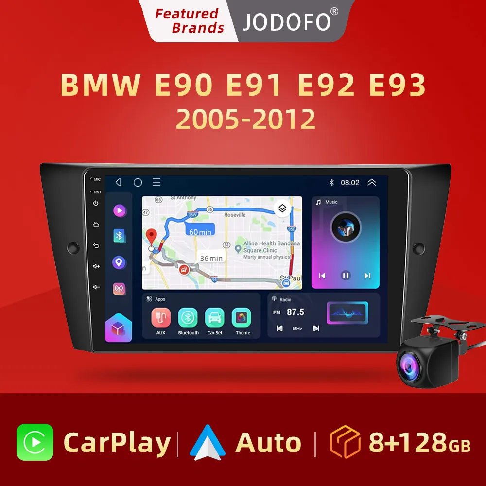 

Автомобильный мультимедийный радиоплеер Jodofo Android 12 для BMW 3 серии E90 E91 E92 E93 2005-2012, GPS-навигация, стерео аудио головное устройство