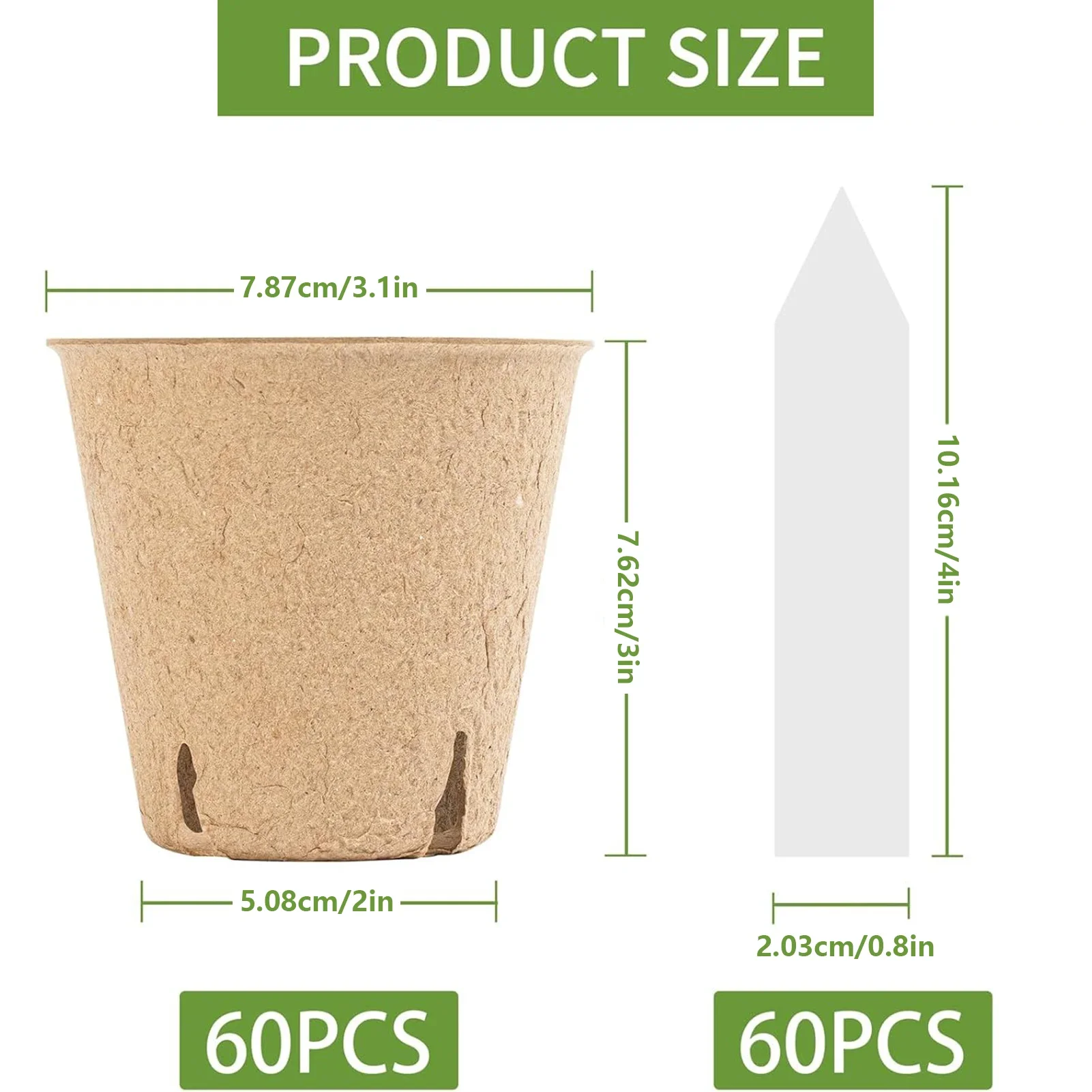 yes60 Pcs Biodegradable Peat Pots With Plant Labels Seed Starter Trays For Vegetables Flowers Herbs Gardening Transplanting view 4