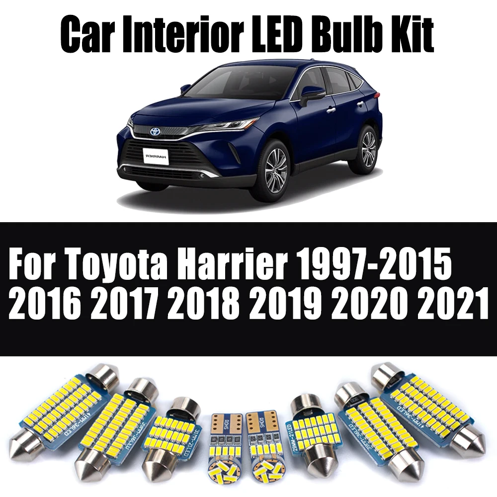 For Toyota Harrier 1997-2015 2016 2017 2018 2019 2020 2021 Canbus Car LED Bulbs Vehicle Interior Dome Reading Trunk Light Kit