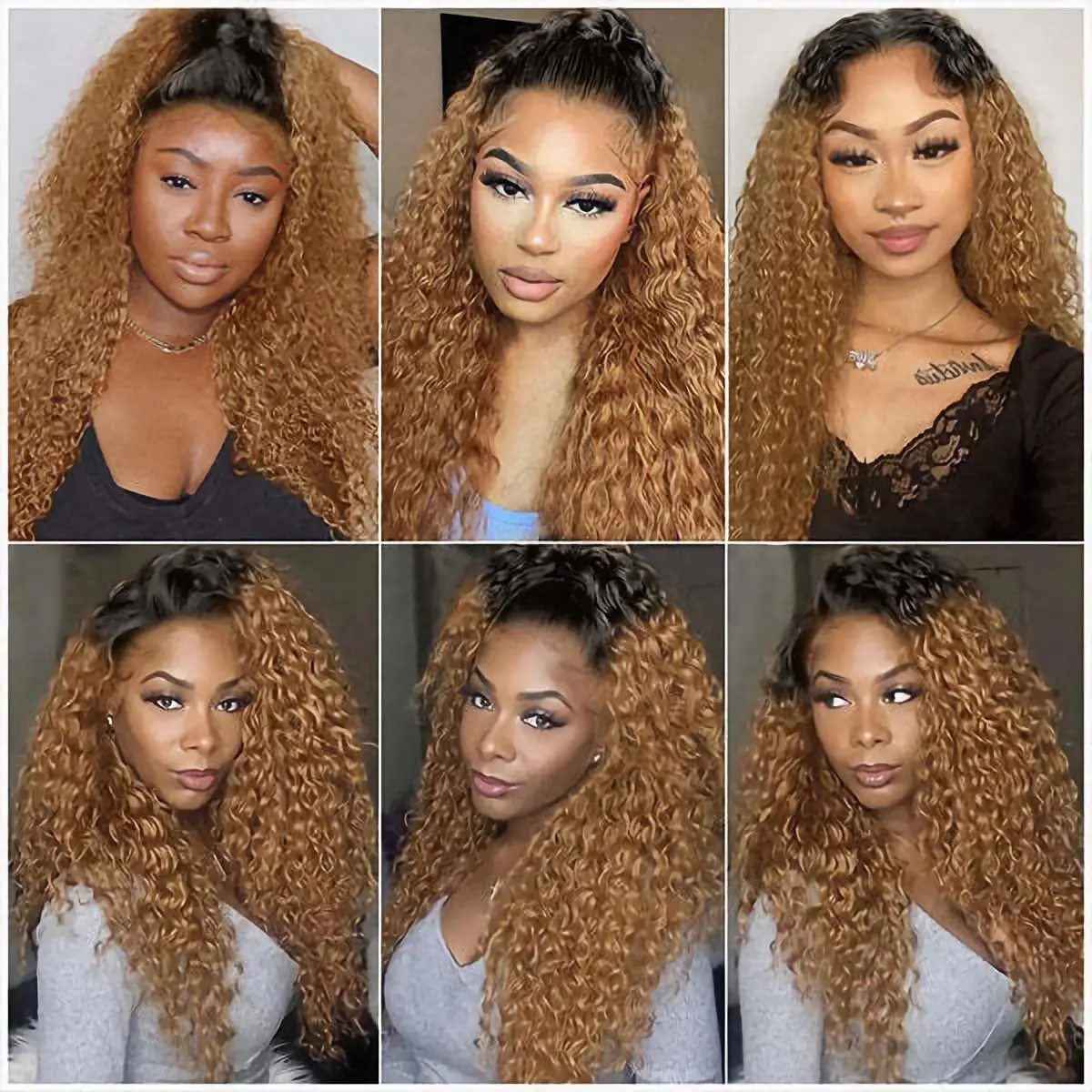 Curly Human Hair Bundles With Closure 1B/27 Ombre Blonde 100% Human Hair Extensions For Girls Women Colored Lace Closure
