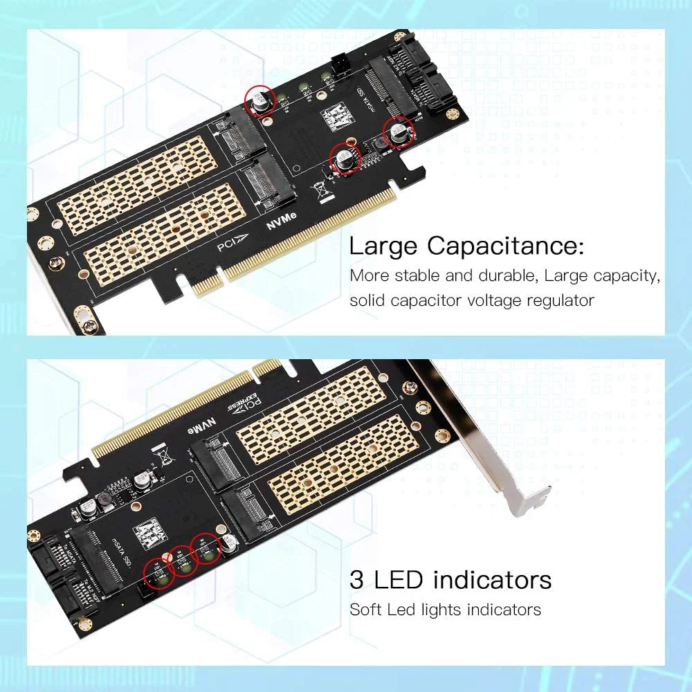 Scheda adattatore SSD NGFF e MSATA 3 in 1, adattatore da M.2 NVME a PCIE/M.2 SATA SSD a SATA III/MSATA a SATA per