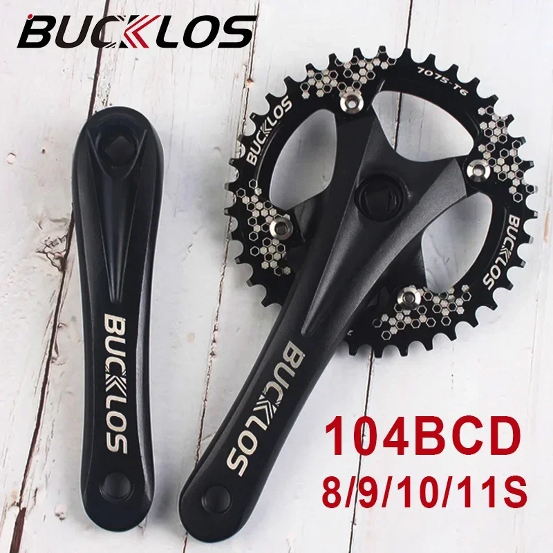 

BUCKLOS Bicycle 104BCD Crankset 8S 9S 10S 11S MTB Bike Crankset with Bottom Bracket 170mm Square Hole Mountain Cycling Crank