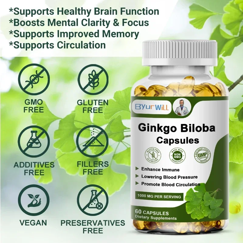 ByurWill Strength Ginkgo Biloba Capsules - Boost Brain, Support Memory, Energy & Circulation - Premium Non-GMO/Vegan Superfood