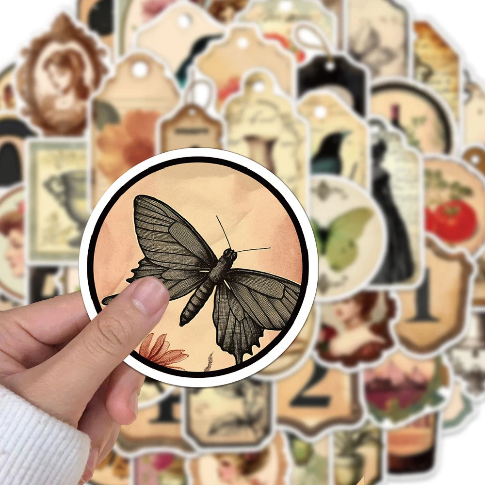 

10/30/50pcs Vintage Art Butterfly Cartoon Graffiti Stickers Decal DIY Skateboard Luggage Motorcycle Aesthetic Waterproof Sticker