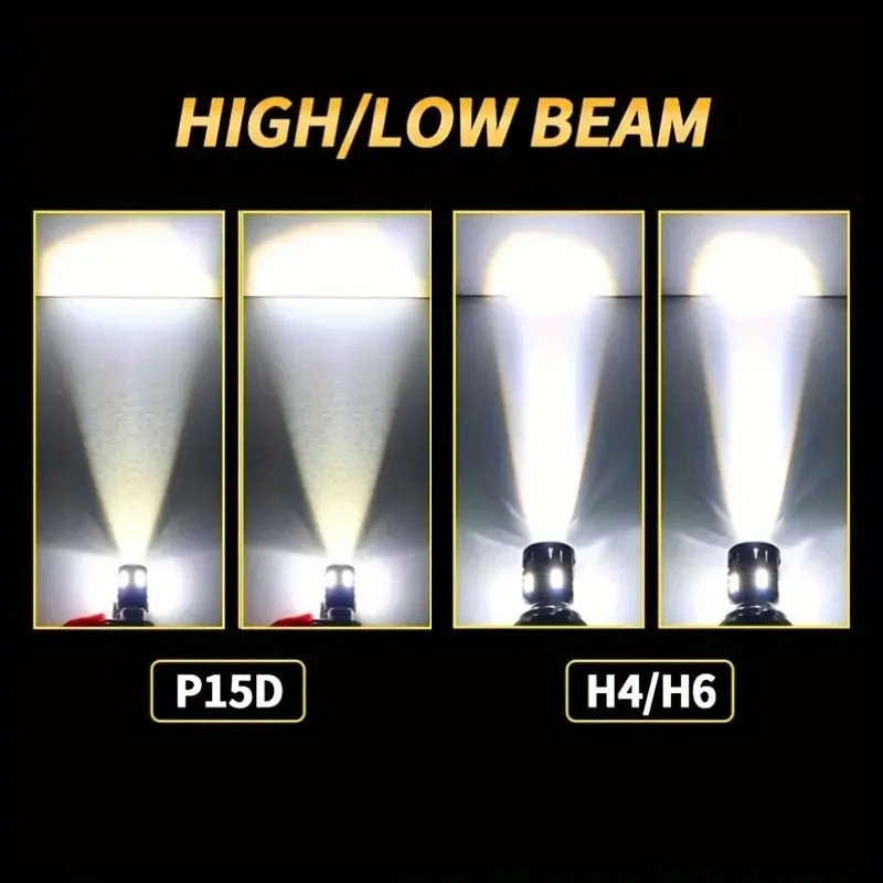 Heyword H4 H6 BA20D LED Motorcycle Light Bulb LED Fisheye Lens Dual Color White CSP Chip Motorbike Headlight Scooter