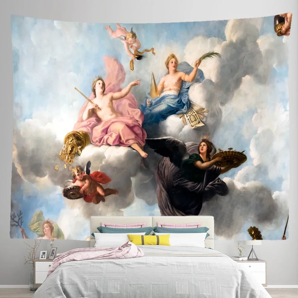 Ancient Greek Mythology Oil Painting Decorative Wall Hanging Tapestry Psychedelic Bohemian Hippie Bedroom Wall Decor Bedspread