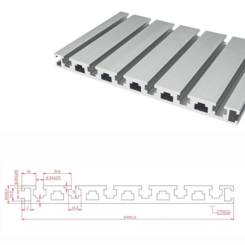 1PC 20240 Aluminum Profile T-Slot 20x240mm Engraving Machine Pane  DIY 3D Printer Parts 100mm 300mm 310mm 500mm 1000mm Length