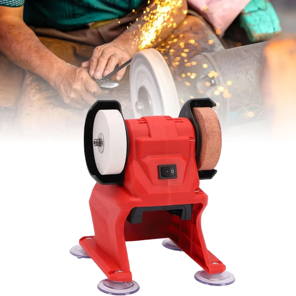 Dual Grinding Wheels Bench Grinder Polisher 5500 RPM Only Tool Electric Knife Sharpener No Battery Cordless Mini Bench Grinder
