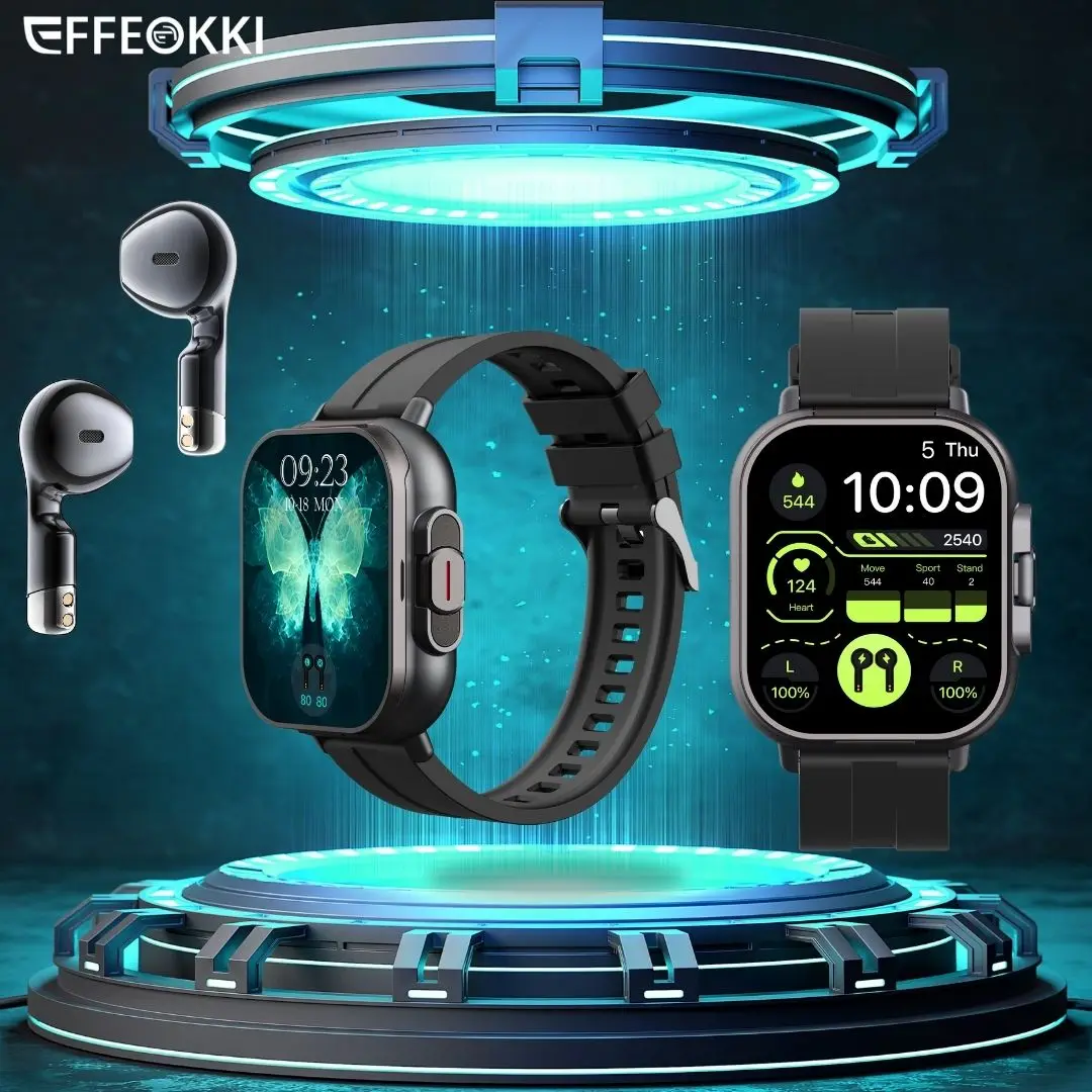 

Effeokki D8 2 In 1 Smart Watch With Bluetooth Headset Men'S Watch 2 Inch Heart Rate Bt Call Nfc Pedometer For Iphone Android