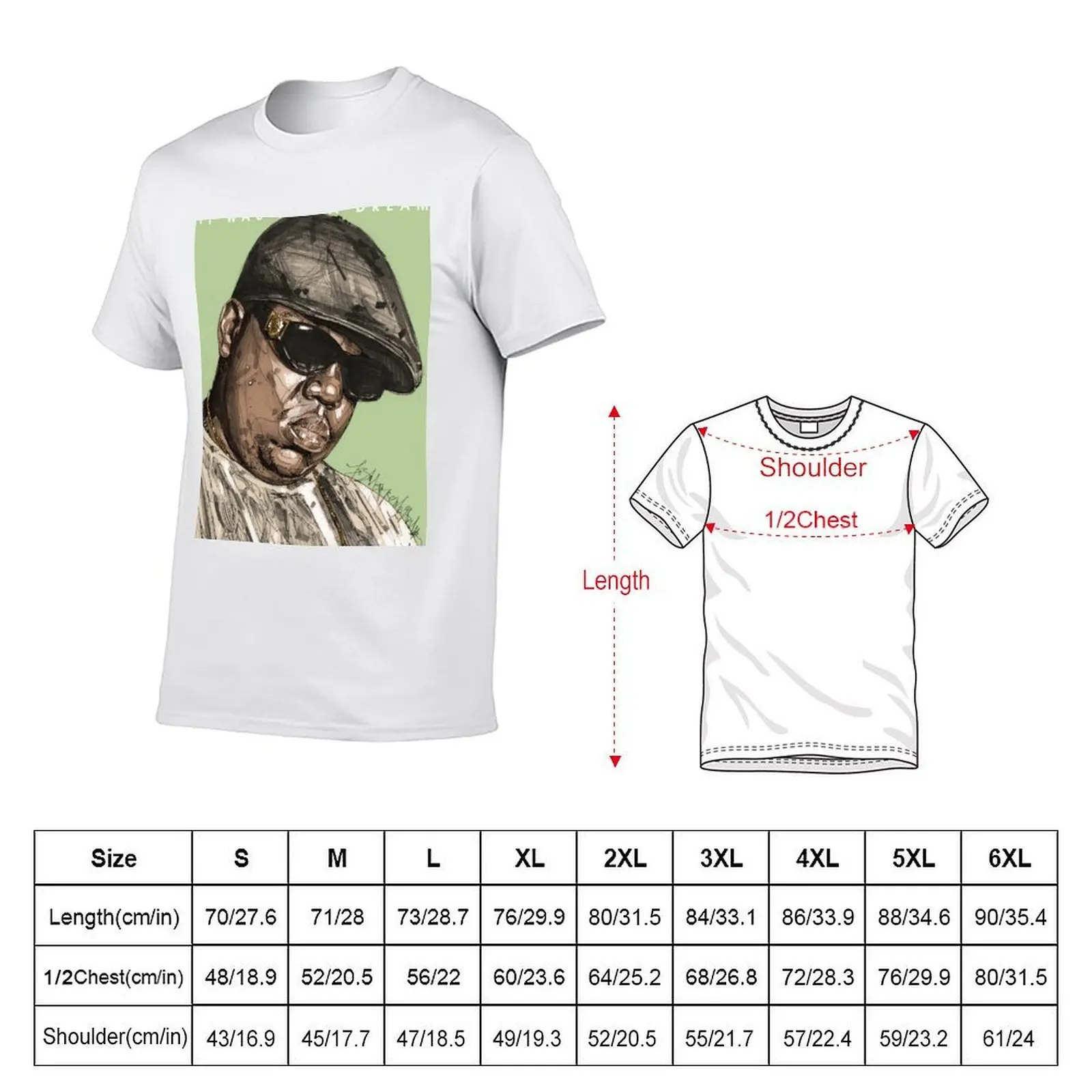 Biggie Smalls sketch painting T-Shirt t shirts for man pack white cotton tshirt 100% T-Shirt