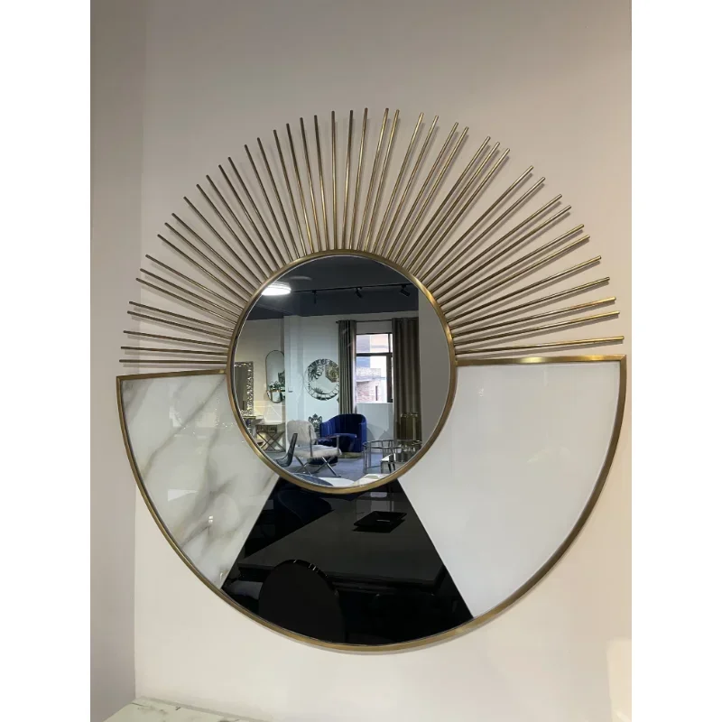 Home Decor Luxury Stainless Steel Sunburst Round Shape Mirrors Decorative Famed Mirrors Wall