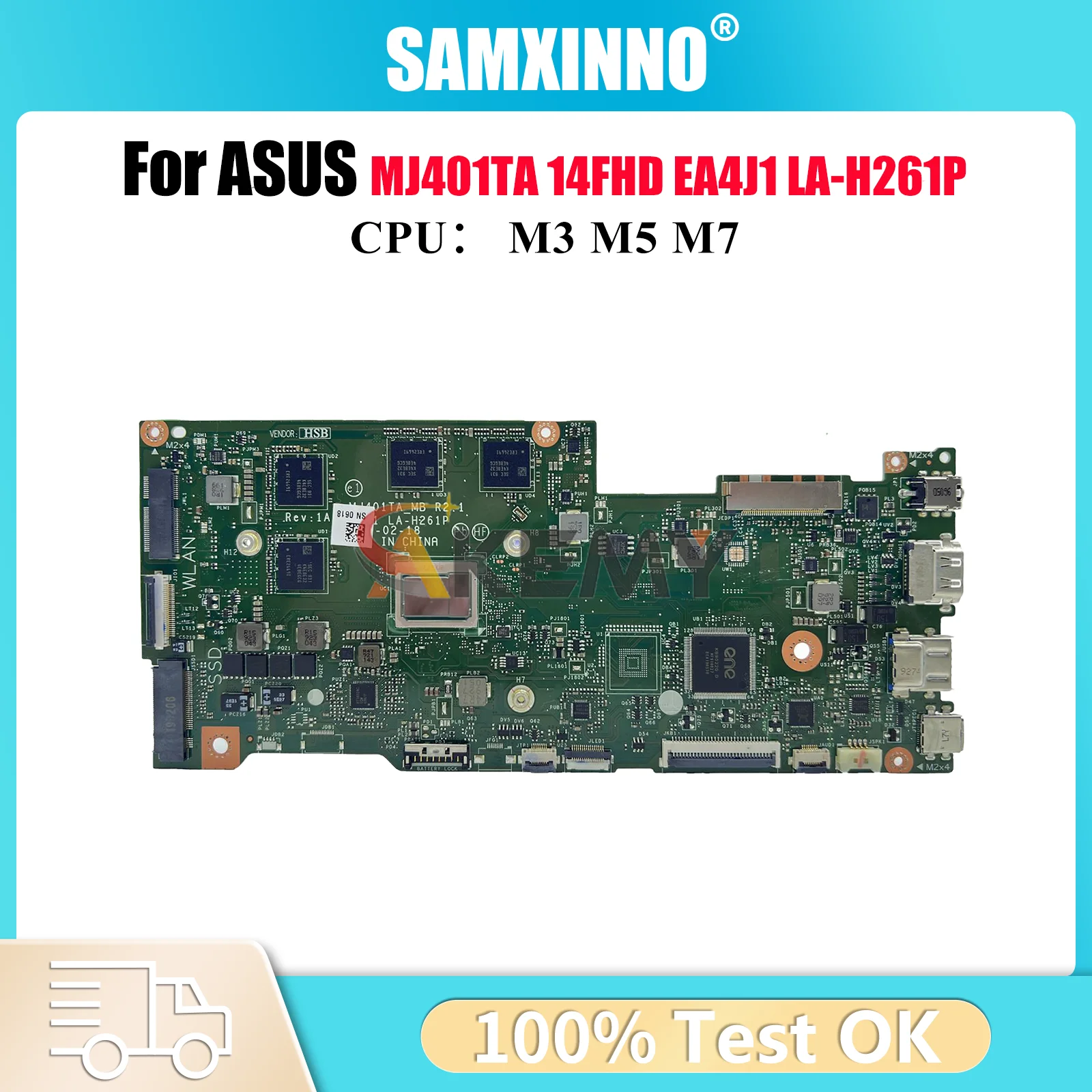 

MJ401TA Материнская плата для ноутбука ASUS VivoBook MJ401TA LA-H261P MJ401T 14FHD EA4J1 Материнская плата с процессором M3 M5 M7 100% тест OK stk