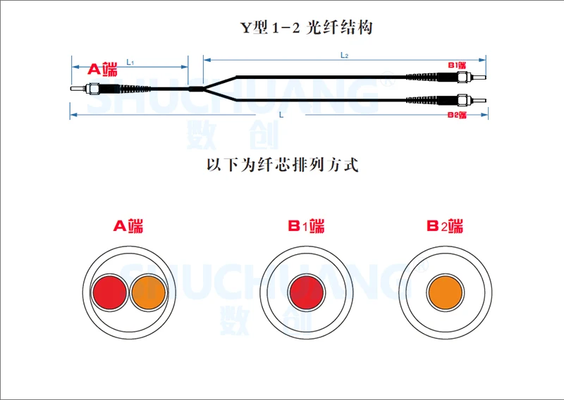 SMA905-Y Type 1-to-2 Multimode Visible Quartz Energy Fiber 50um 200 400  1m cable