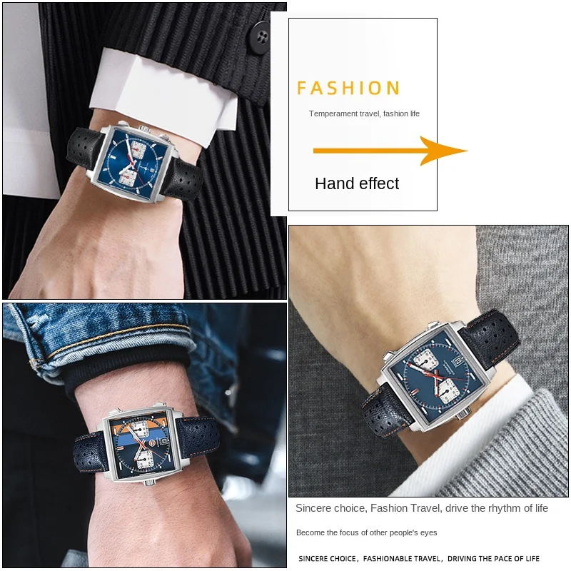 For TAG Heuer Monaco Carrara F1 Gulf Watchband CAZ101N CAW211M/P/R/T breathable 22mm Cow Leather Men Folding buckle wrist strap