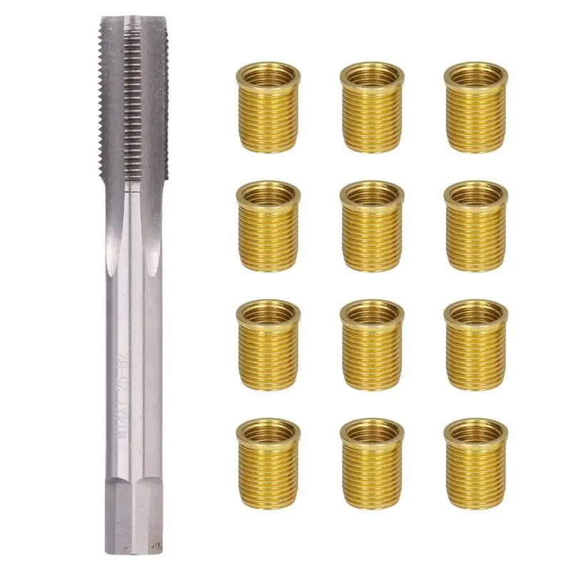 

Cylinder Head Rethreaded Kit M14x1.25 Inserts And M16x1.25 Tap Kit 13pcs Screw Thread Tool Set For Spark Plug Repair M14 X 1.25