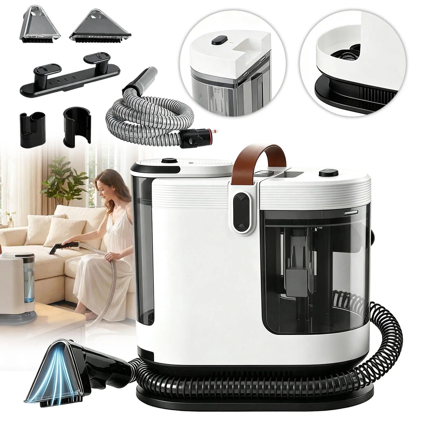 1 Set 15KPA Stoffreinigungsmaschine, mit Tiefen- und Leistungsreinigung, großer Reinigungsreichweite, Flexibilität und Komfort, geeignet für Autositze, Sofas, Matratzen oder Teppiche.