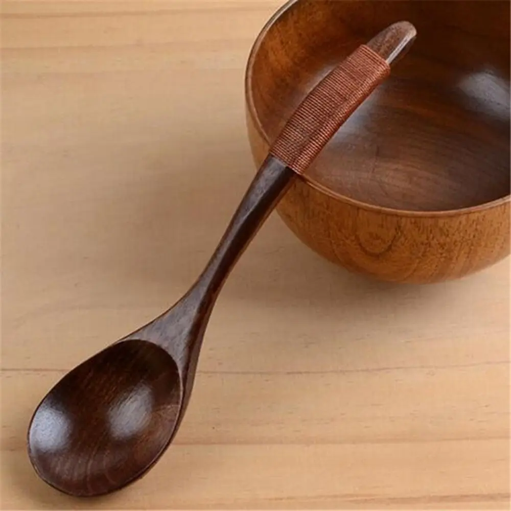 Handmade Dessert Black Walnut Hand-made Wood Tableware Wooden Spoon Soup Spoon Cooking Utensil Kitchen Tool