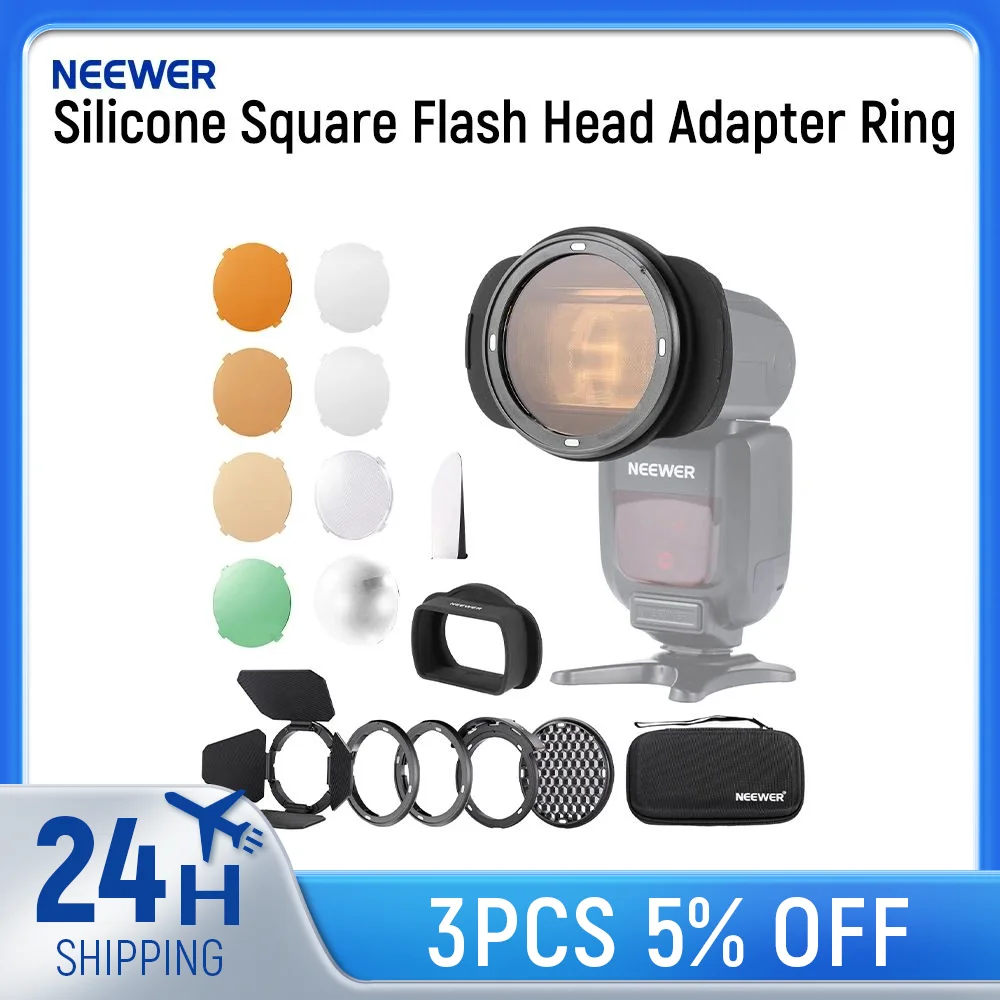 

NEEWER Silicone Square Flash Head Adapter Ring for Z760 NW760 NW700 NW620 NW635II TT560 Square Head Speedlite