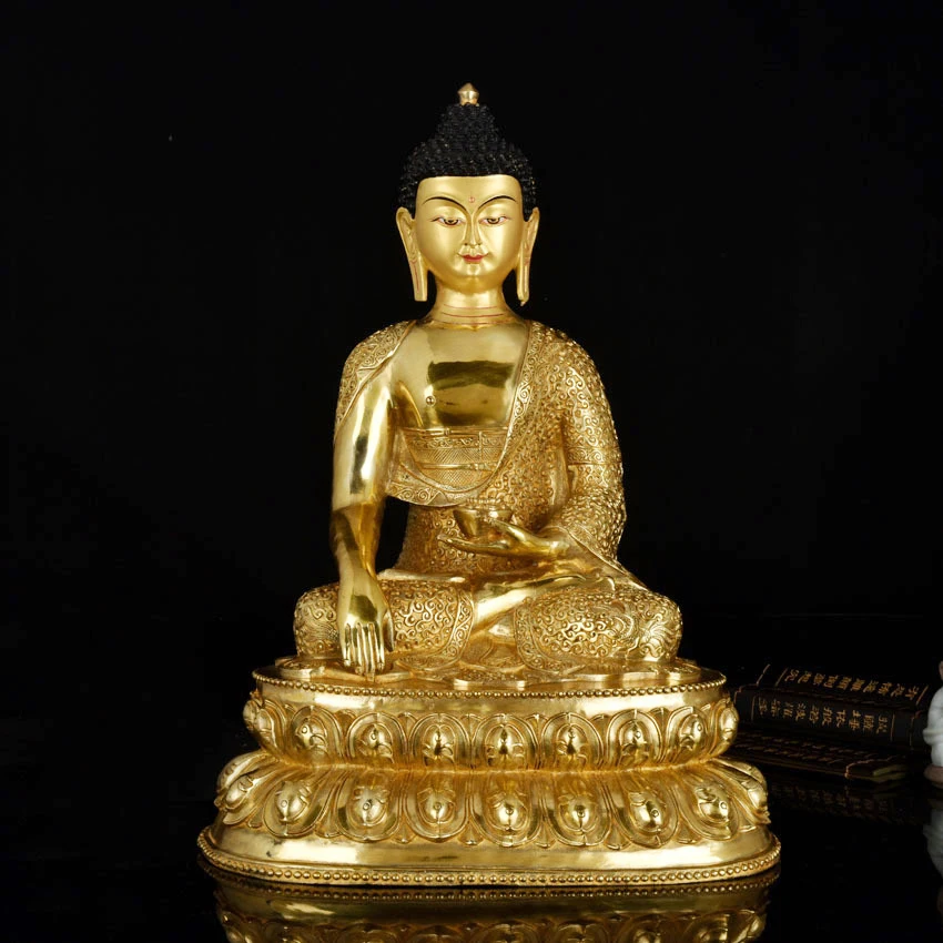 

TOP GOOD Buddha HOME греко-буддийская защита # Тибетский буддизм Лотос Sakyamuni Будда Золотая Статуя