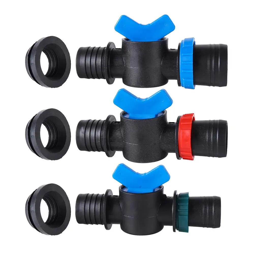 25/28/32mm Layflat Hose Bypass Shut Off Valve Water Flow Control Connector Farm Greenhouse Drip Irrigation System Fittings 3Pcs