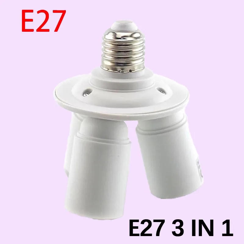 

3 in 1 E27 Adapter plug Bulb Holder Splitter Lamp Converter Lamp Bulb Bases LED 1 E27 to 3 E27 LED light base Socket Adaptor
