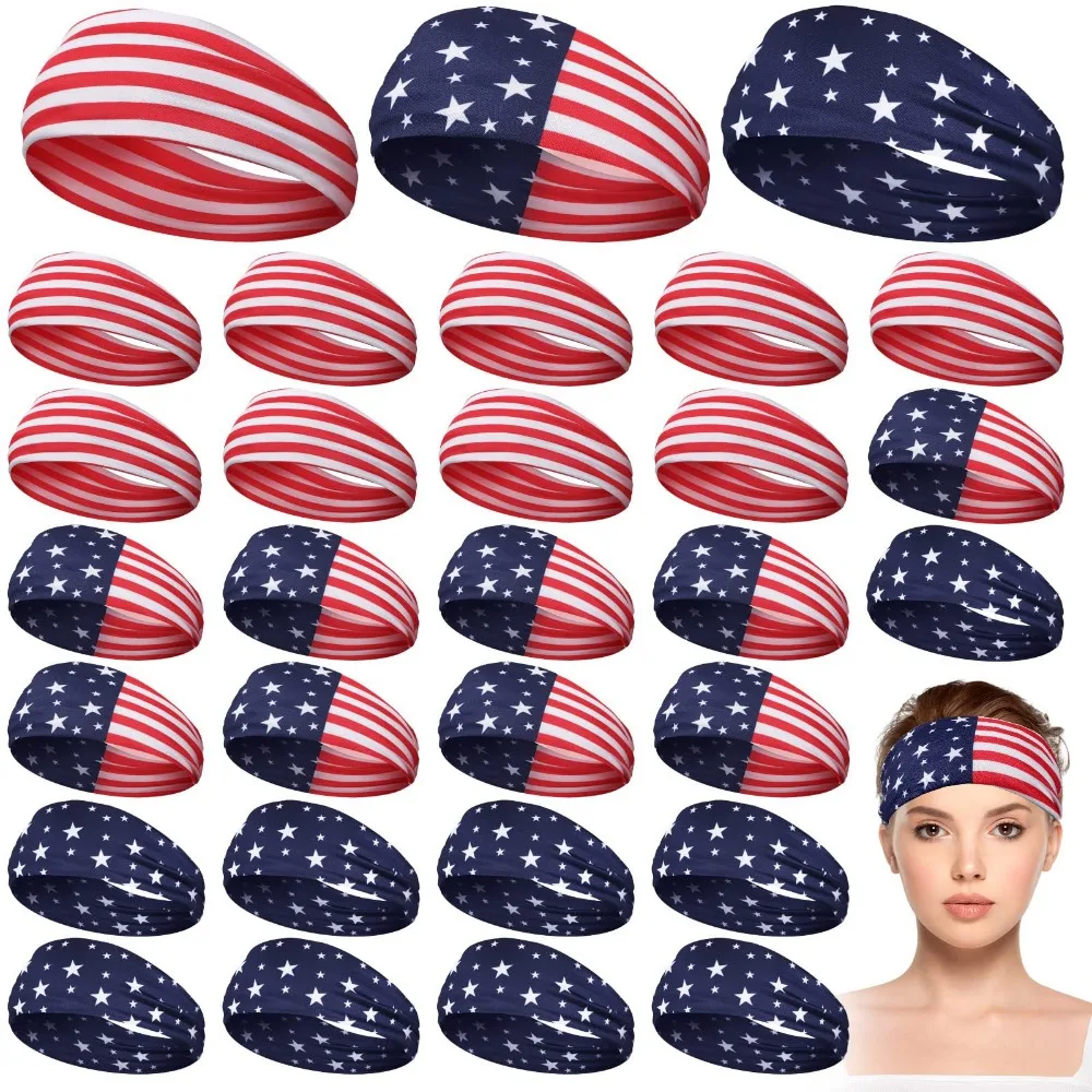 Fashion US Flag Headband Star Pattern Highly Elastic Sports Headband Face Washing Hair Band Sports Accessories