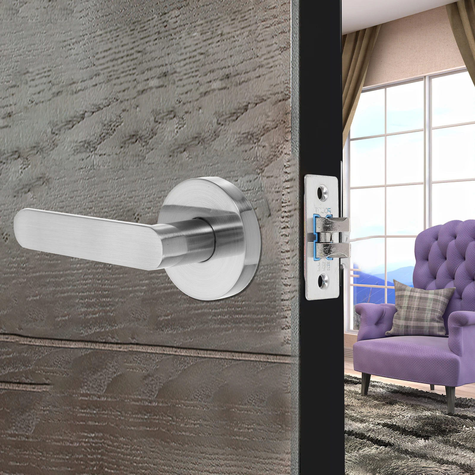 

Brushed Silver Interior Passage Door Handle Lever Non-Locking for Closet Hallway Doors Durable Rust Resistant Door Handle