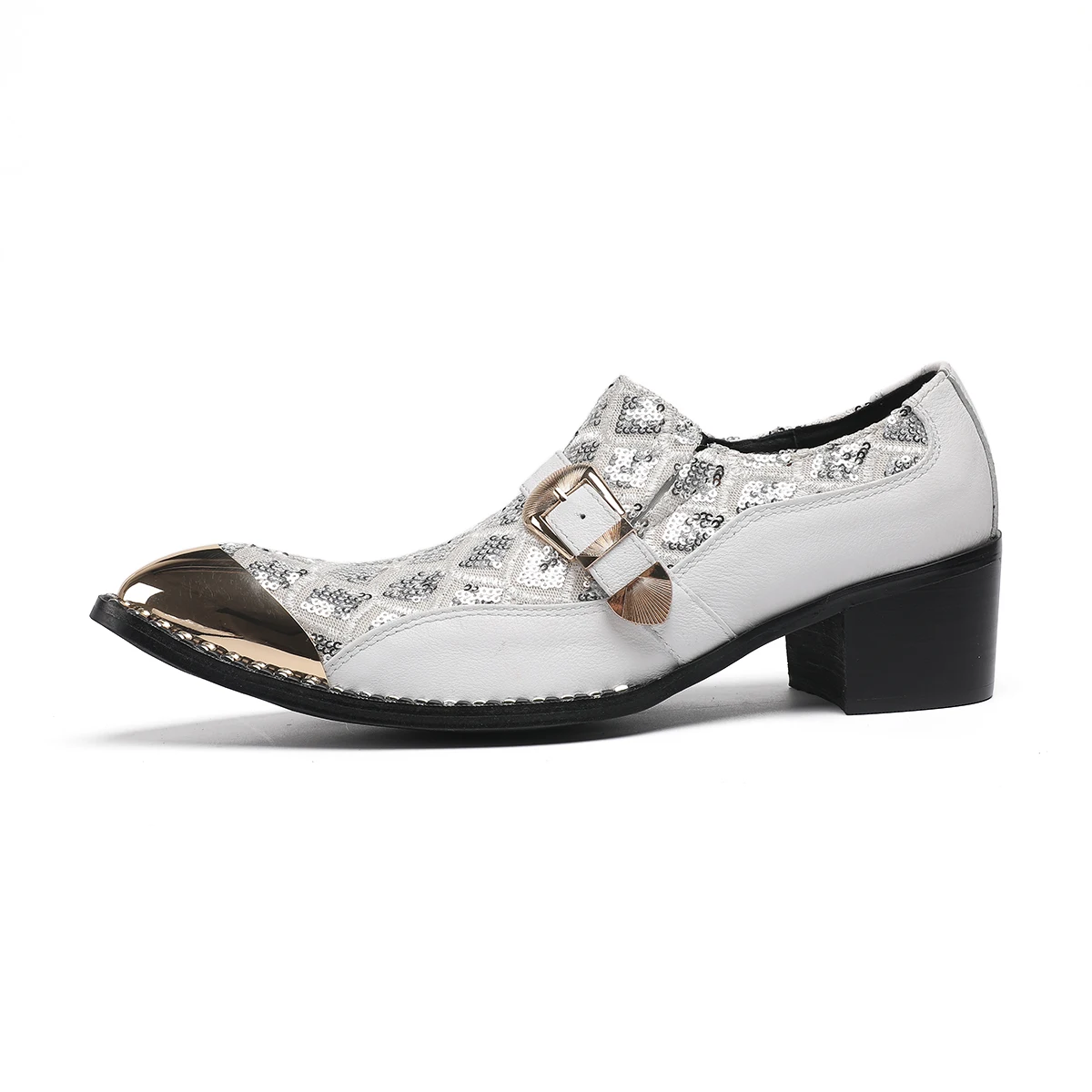 Włoskie męskie buty wizytowe Zapatos Hombre Obcasy Męskie Oksfordy z klamrą na pasku Buty na przyjęcie ślubne Skórzane złote palce Męskie buty biznesowe
