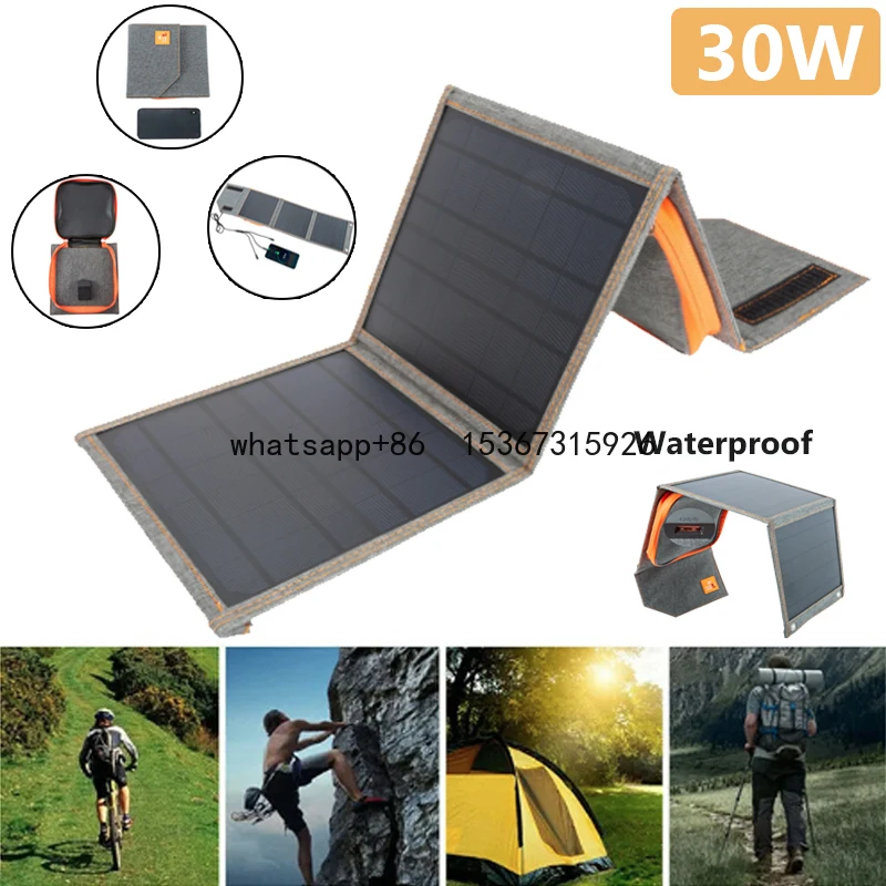 

30W Foldable Solar Panel USB Output Portable Solar Charger Outdoor Quick Charge Solar Cells for Mobile Phone Power Bank