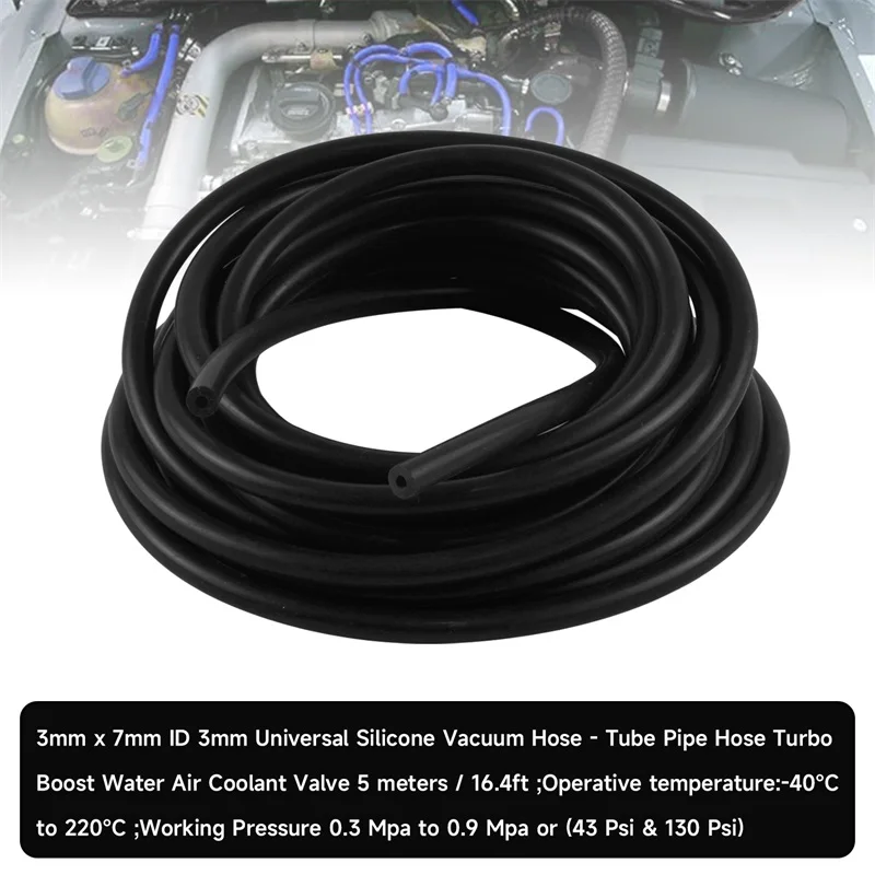 3 mm Silicone Vacuum Tube Hose Silicon Tubing 5 Meter / 16Ft For Turbo Boost Water Air