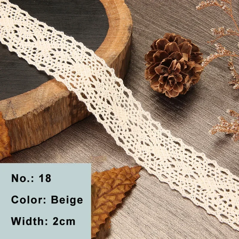 2/5 m Baumwoll-Spitzenbesatz, Vintage-Spitzenband, gehäkelte Baumwollspitze, gewellter Rand, Weiß und Beige, zum Nähen, Basteln, Hochzeitsdekoration