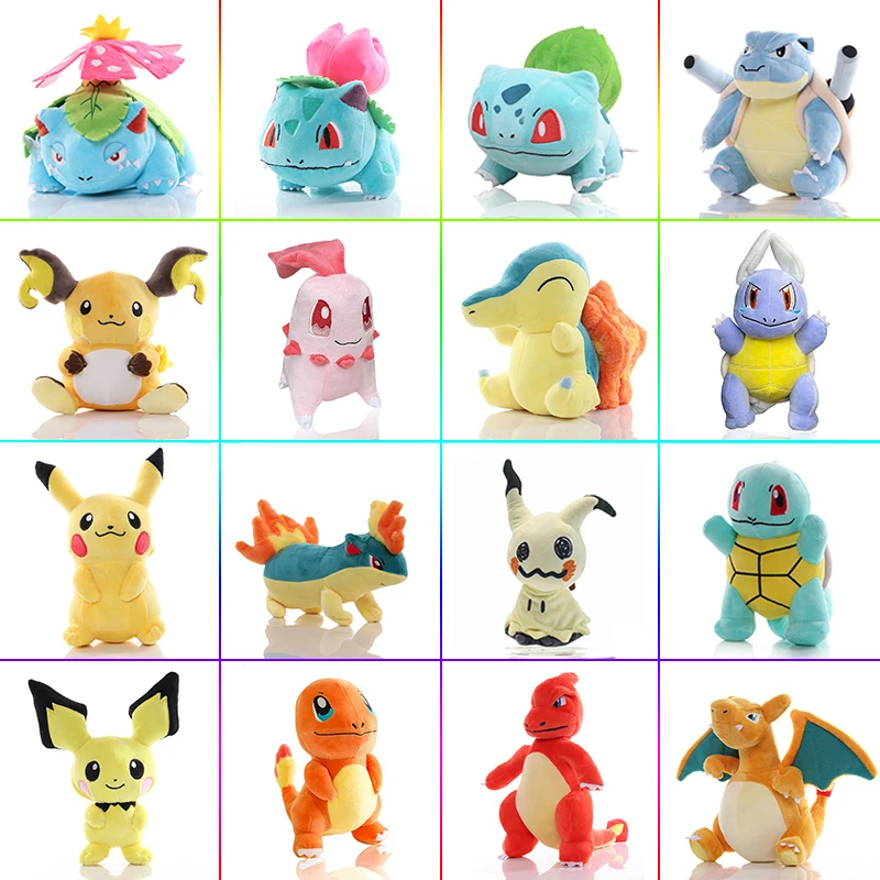 20cm Anime Pokemon Wartortle Ivysaur Doll Cartoon Charmeleon Pikachu Quilava Plush Toy Cute Pichu Mimikyu Kids Gifts Room Decor