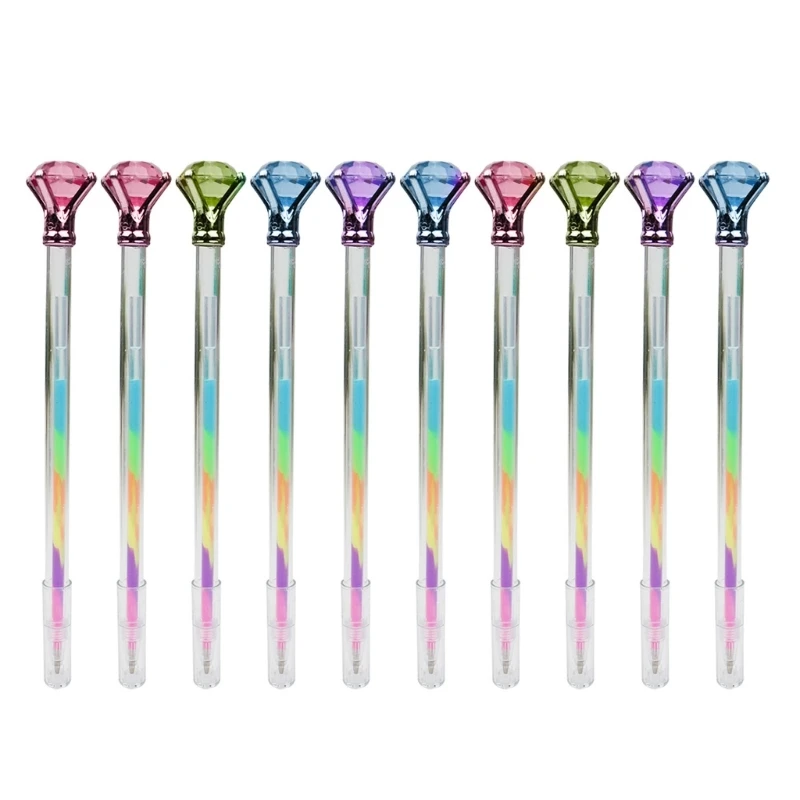 10x Rainbow Gel Pen Neons Gel Pen Big Diamonds Pen Colorful Rainbow Pen Decorative Pen Glitter Gel Pen for Student