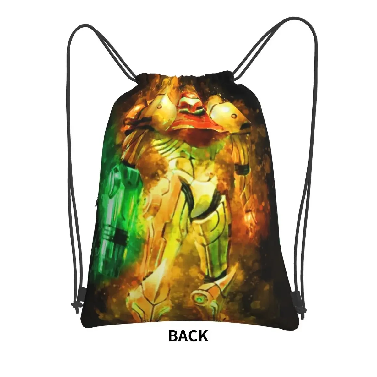 Metroid Samus Aran Prime Hunter Backpacks Drawstring Bag Drawstring Bundle Pocket Storage Bags For Travel Sport Man Woman