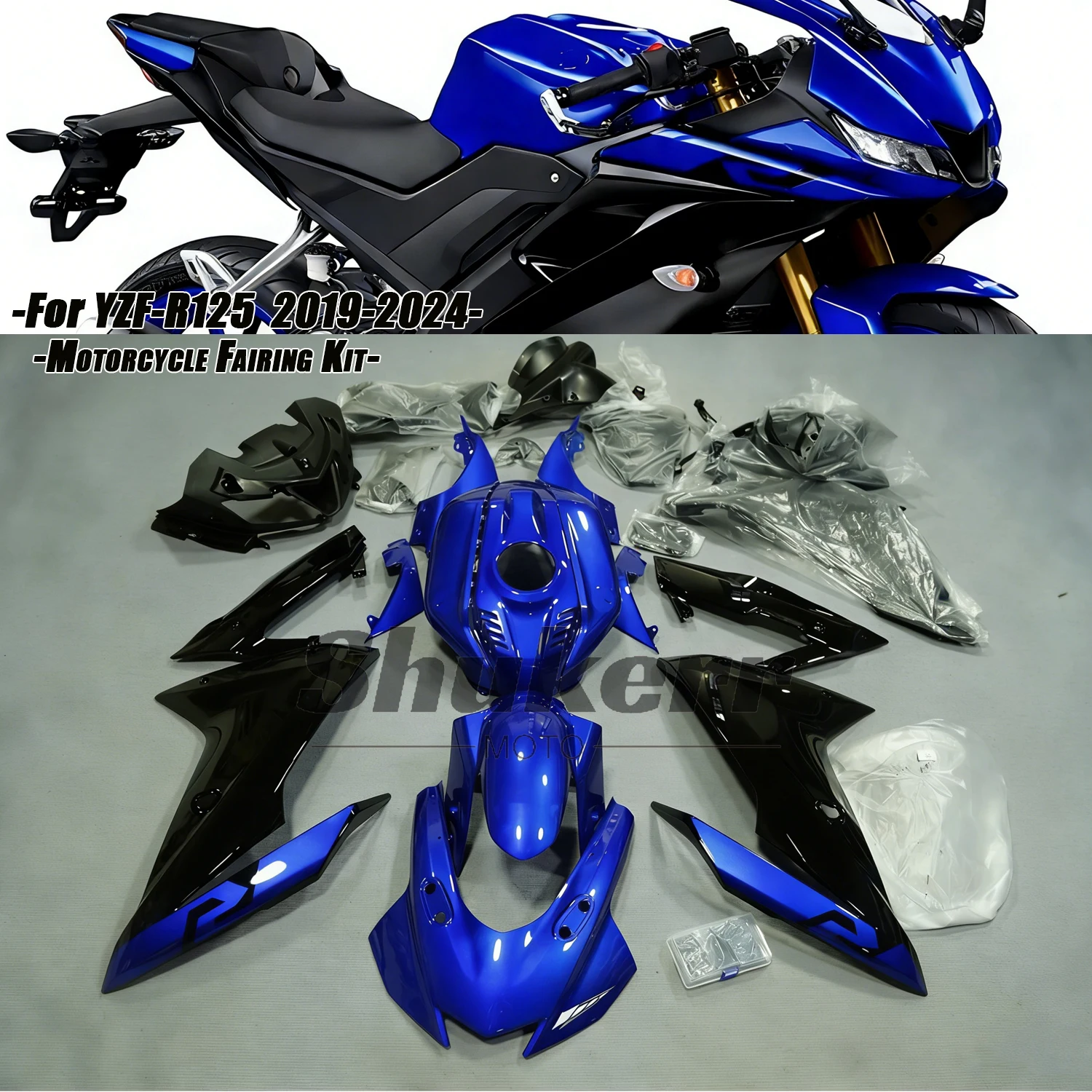 Fit for Yamaha Yzf-R15 Yzf R125 2019-2022 20 21 22 Black Blue Motorcycle Plastics Fairing Kit Injection Mold Bodywork Panel Kit
