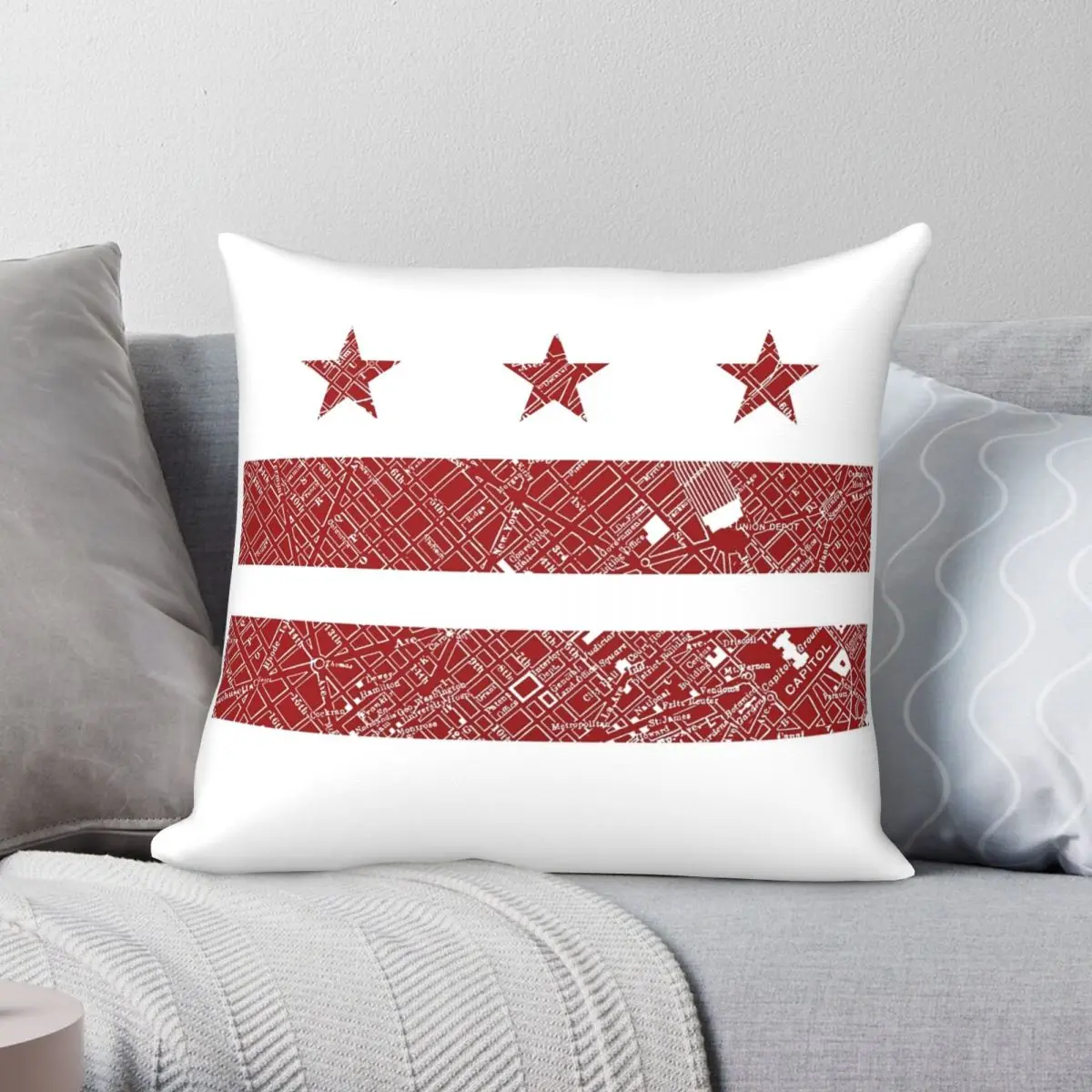 Washington DC Flag Pillowcase Polyester Linen Velvet Pattern Zip Decor Pillow Case Home Cushion Cover 18