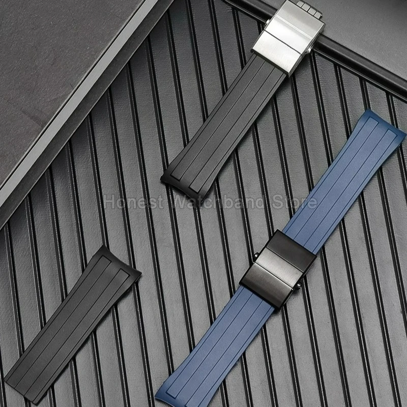 لـ MIDO Ocean Star Diver M026 Tear - مقاومة للخدش، سوار ساعة من السيليكون المتين، تصميم واجهة منحنية 22 مم، أسود