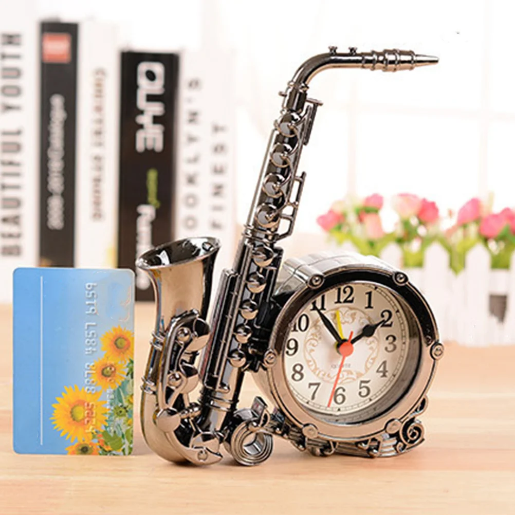 

Retro Saxophone Shaped Alarm Clock Tabletop Clock for Bedroom Office Decoration and Vintage Style Home Décor